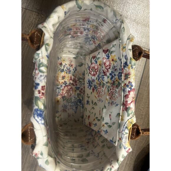 Longaberger Small Boardwalk Purse Basket Spring Floral liner Combo & protector - Picture 2 of 6